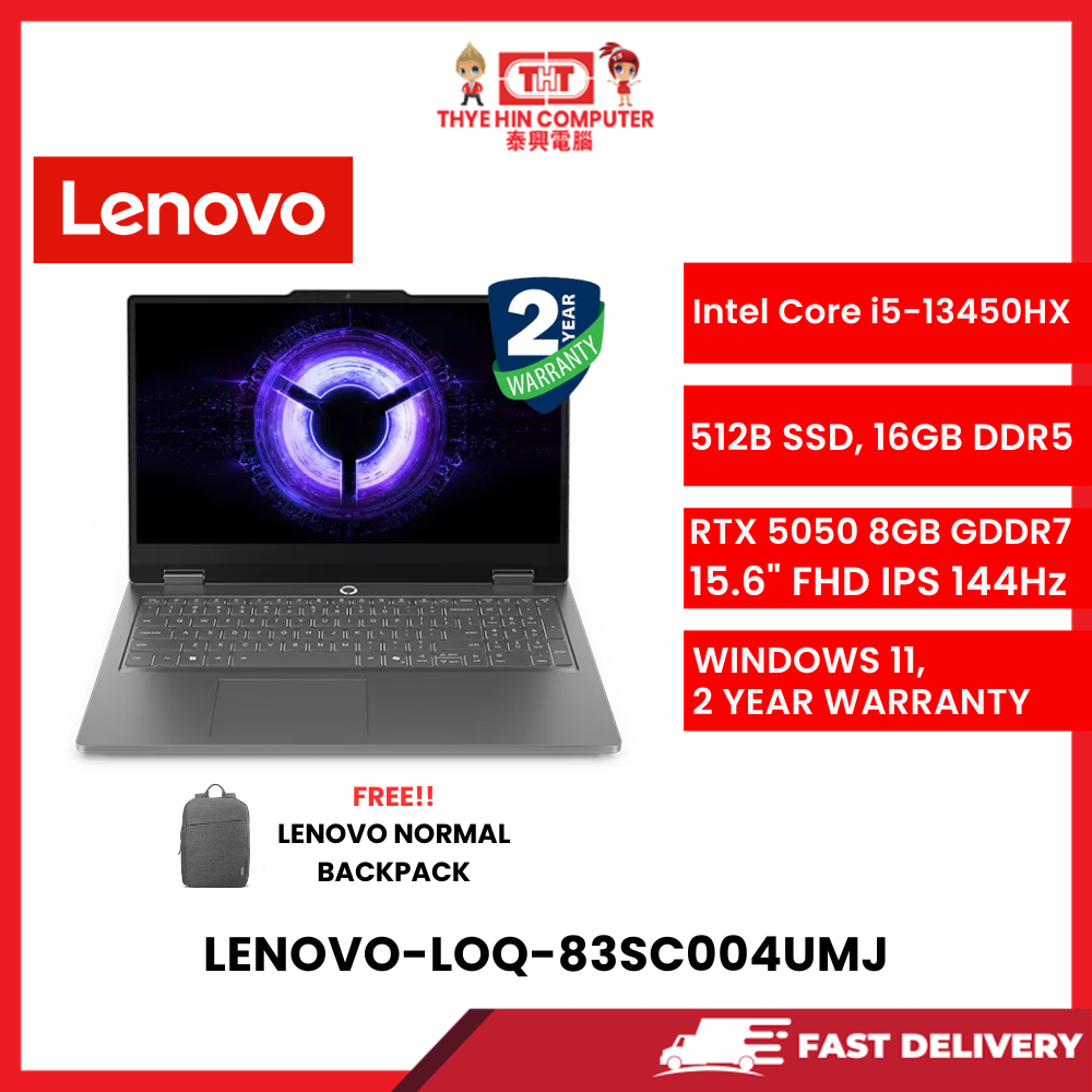 LENOVO-83SC004UMJ-INTELCOREI5-13450HX,16GBR5,512GBSSD,RTX50508GVR7,15.6"FHD,W1164,2YRS