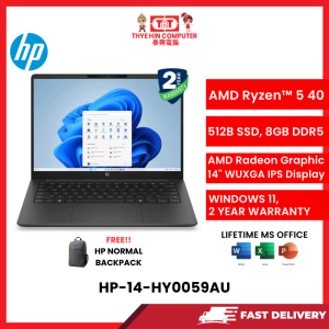HP-14-OMNIBOOK 3 HY0059AU-SVR-AMDRYZEN5-40,8GBR5OB,512GBSSD,AMDRADEON,14"2K,W1164,2YRS,H&S