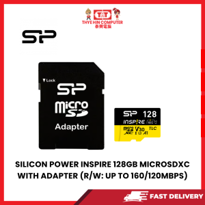 SILICON POWER INSPIRE 128GB MICROSDXC WITH ADAPTER (R/W: UP TO 160/120MBPS)