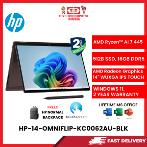 HP-14-OMNIFLIP-KC0062AU-BLK-AMDRYZENAI7-445,16GBR5OB,512GBSSD,AMDRADEON,14"2K,W1164,2YRS,H&S