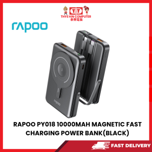 RAPOO PY018 10000MAH MAGNETIC FAST CHARGING POWER BANK(BLACK)