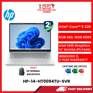 HP-14-HT0094TU-SVR-INTELCORE5-320,16GBR5,512GBSSD,INTEGRAPHICS,14"IPS,W1164,2YRS,H&S