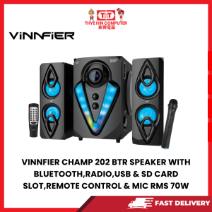 VINNFIER CHAMP 202 BTR SPEAKER WITH BLUETOOTH,RADIO,USB & SD CARD SLOT,REMOTE CONTROL & MIC RMS 70W