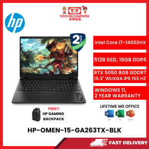 HP-OMEN-15-GA263TX-BLK-INTELCOREI7-14650HX,16GBR5,512GBSSD,RTX5050-8GVR6,15.3"2KIPS,W1164,2YRS,H&S