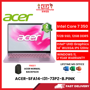 ACER-SFA14-I31-73PZ-S.PINK,CORE7 350,12GB LPDDR5,512GB NVME,14",WIN11,H&S