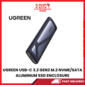 UGREEN USB-C 3.2 GEN2 M.2 NVME/SATA ALUMINUM SSD ENCLOSURE