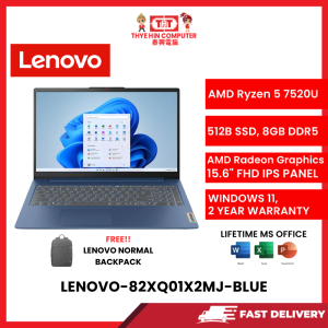 LENOVO-82XQ01X2MJ-BLUE-AMDRYZEN5-7520U,8GBR5,512GBSSD,AMDRADEIN,15.6"FHD,W11H64,2YR,H&S
