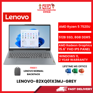 LENOVO-82XQ01X3MJ-GREY-AMDRYZEN5-7520U,8GBR5,512GBSSD,AMDRADEIN,15.6"FHD,W11H64,2YR,H&S