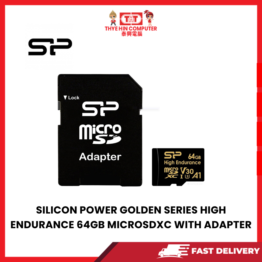 SILICON POWER GOLDEN SERIES HIGH ENDURANCE 64GB MICROSDXC WITH ADAPTER