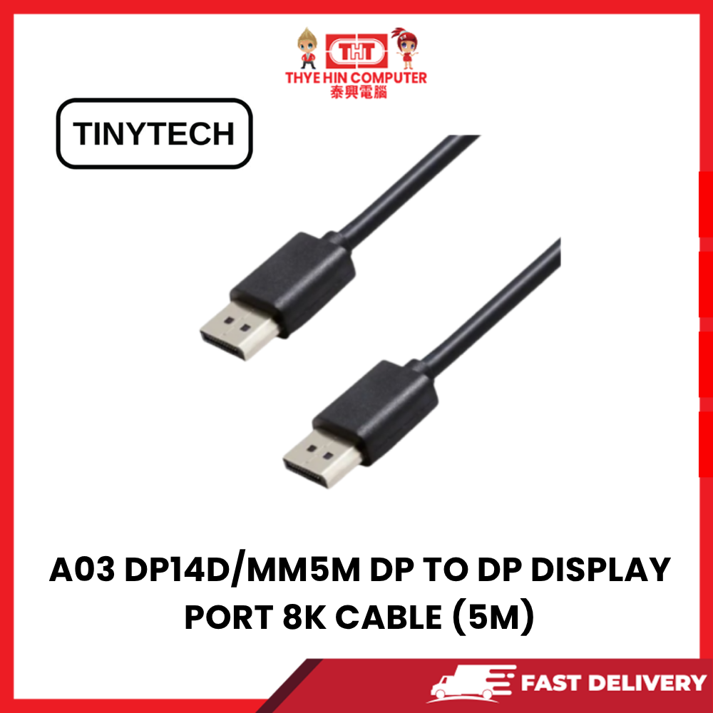 A03 TINYTECH DP14D/MM5M DP TO DP DISPLAY PORT 8K CABLE (5M)