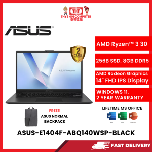 ASUS-E1404F-ABQ140WSP-BLACK-AMDRYZEN3-30,8GBR5,256GBSSD,AMDRADEON,15.6"FHD,W1164,2YRS,H&S