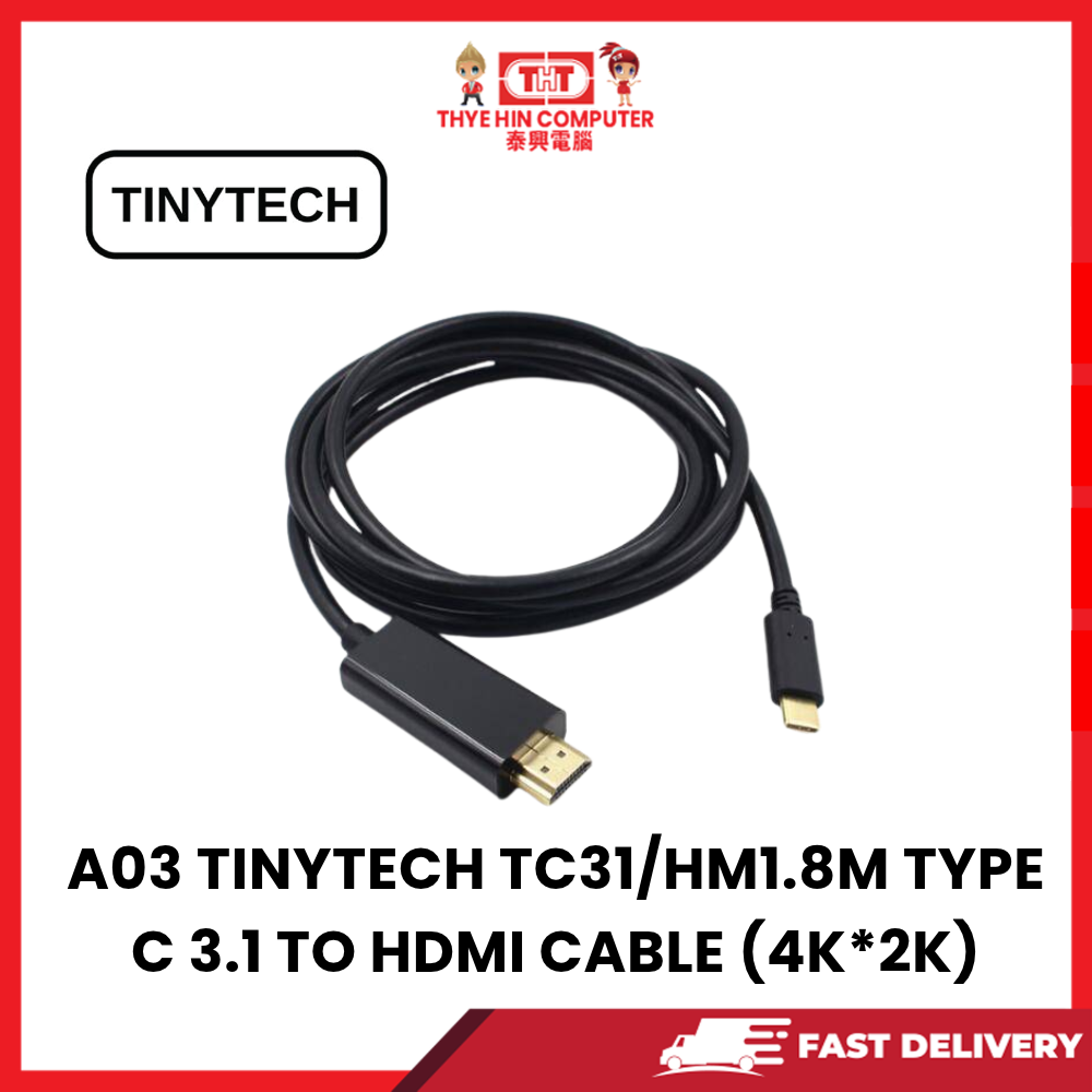 A03 TINYTECH TC31/HM1.8M TYPE C 3.1 TO HDMI CABLE (4K*2K)
