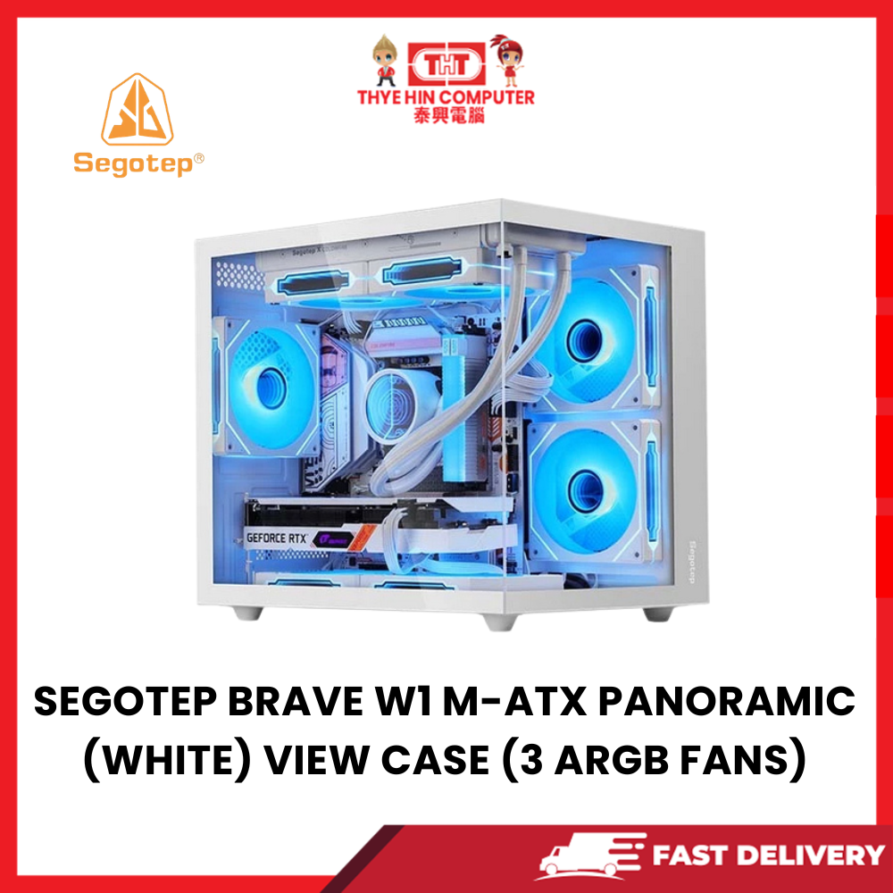 SEGOTEP BRAVE W1 M-ATX PANORAMIC (WHITE) VIEW CASE (3 ARGB FANS)