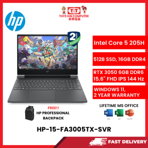 HP-15-FA3005TX-SVR-INTELCORE5-205H,16GBR4,512GBSSD,RTX30506GV,15.6"FHD,W1164,2YRS,H&S
