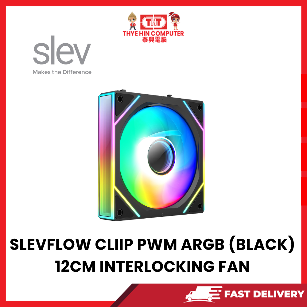 SLEVFLOW CLIIP PWM ARGB (BLACK) 12CM INTERLOCKING FAN